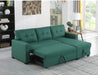 Green Reversible Sleeper Sofa with Storage Chaise