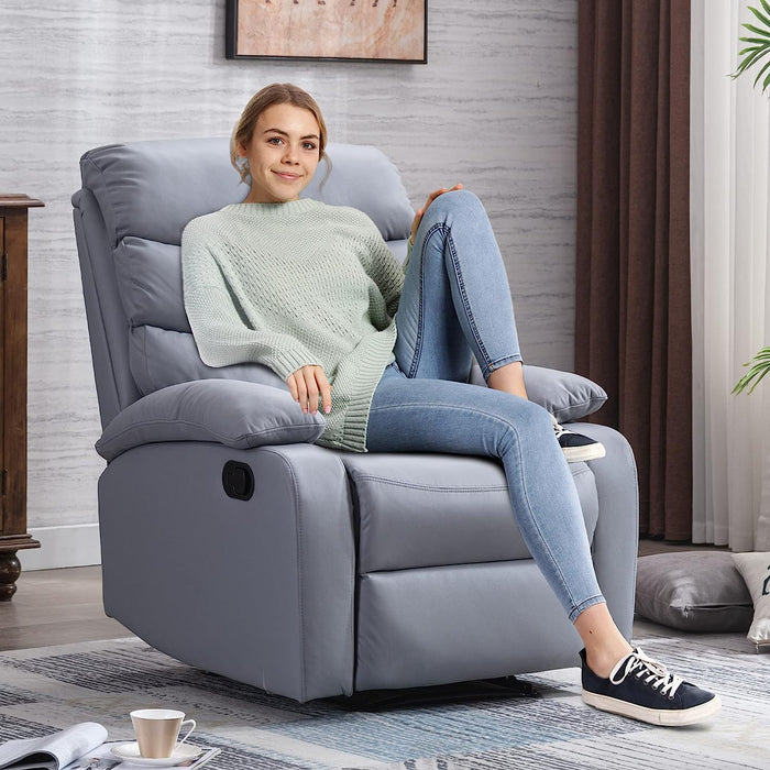 Light Gray Manual Microfiber Technology Recliner