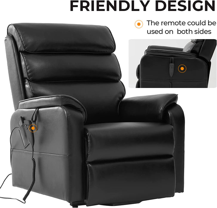 Black Faux Leather Electric Power Lift Recliner