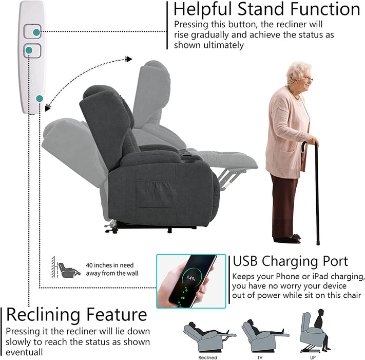 Power Recliner Chair with Vibration Massage and Heated