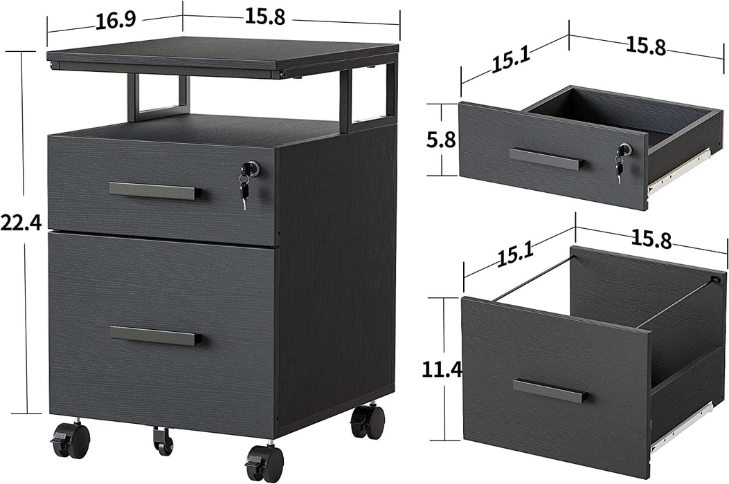 Lockable Rolling File Cabinet for Home Office