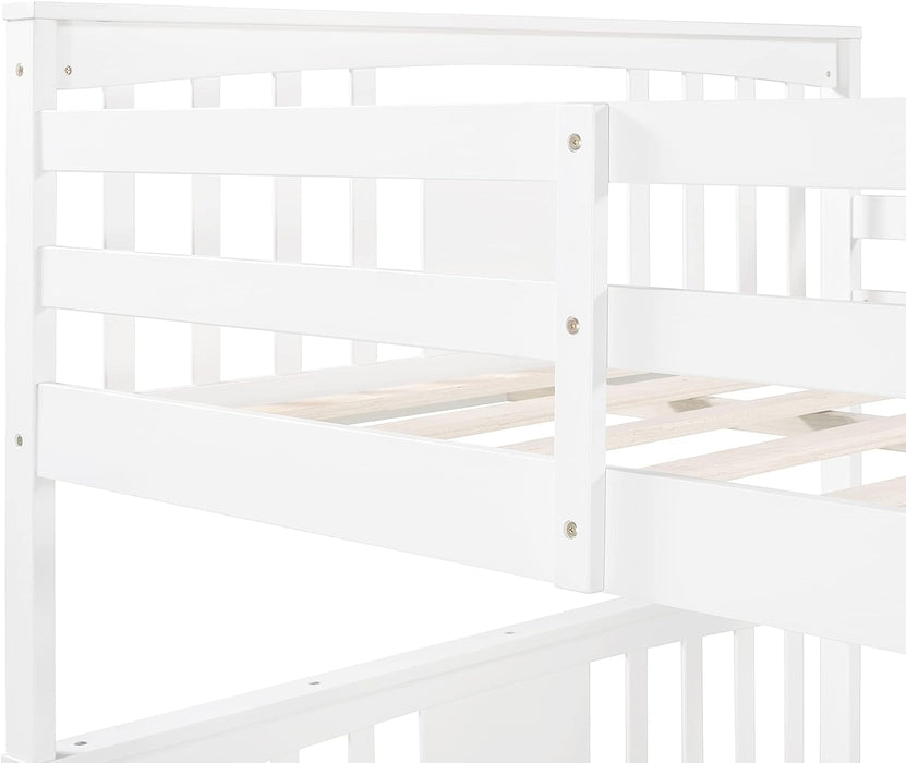 Dividable Full over Full Bunk Bed with Full-Length Guardrail