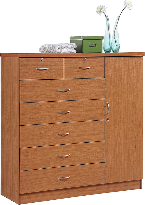 Jumbo 7-Drawer Chest with Hanging Rod, Cherry