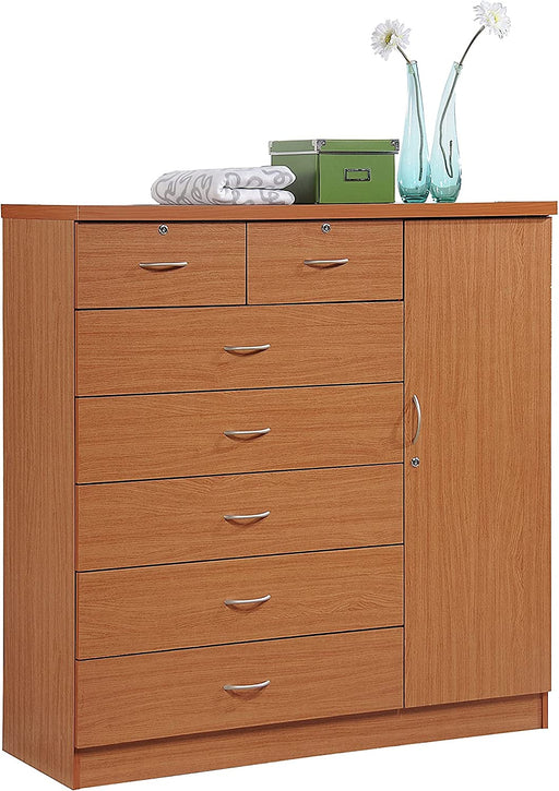 Jumbo 7-Drawer Chest with Hanging Rod, Cherry