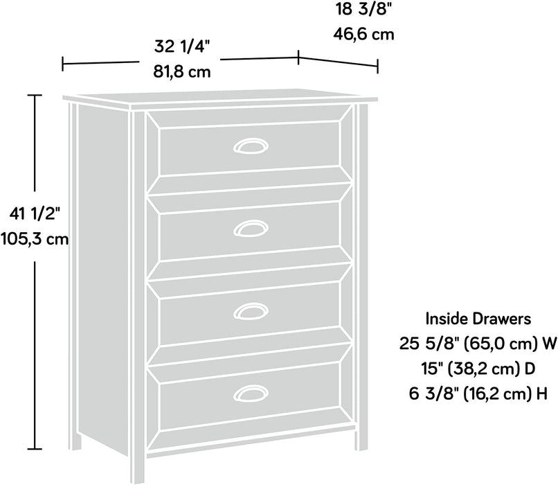 Sauder County Line 4 Drawer Chest, Salt Oak