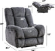 Electric Power Recliner Chairs with USB Charge Port, Electric Reclining Recliner with Upholstered Seat, Overstuffed Reclining Sofa Recliner for Living Room Bedroom (Dark Grey)