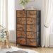 Tall Rustic Brown Dresser with 10 Drawers