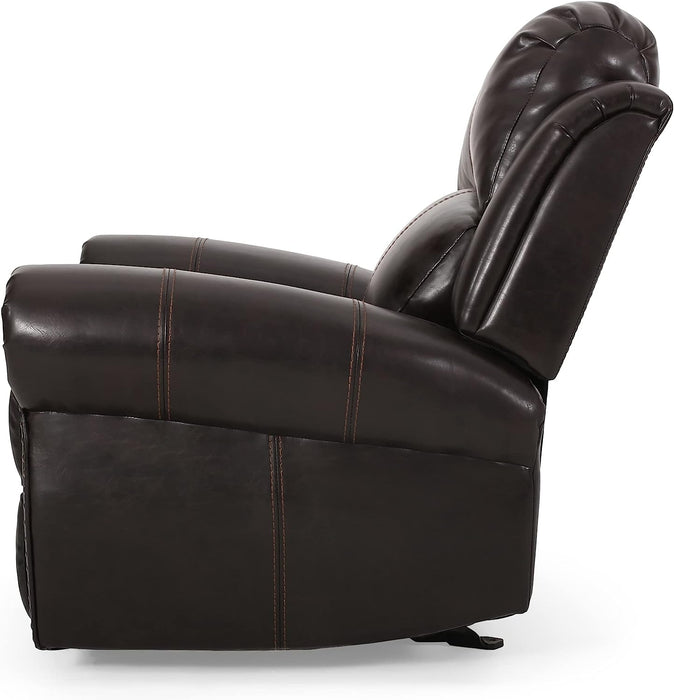 Brown Bonded Leather Gliding Recliner