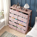 Pink 12-Drawer Dresser for Girls Bedroom