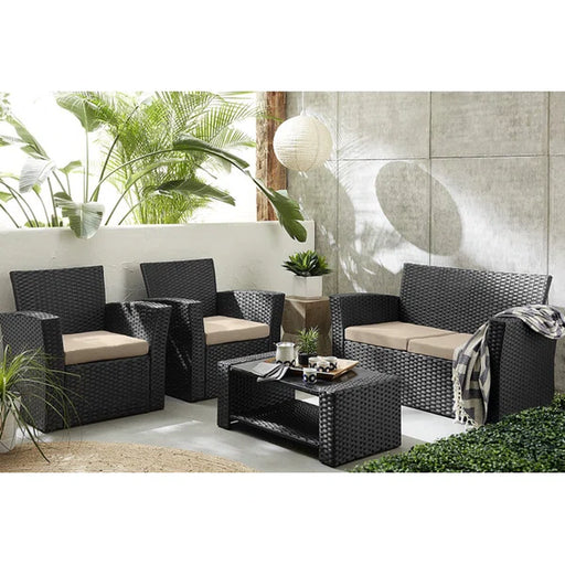 Alfonso Rattan Wicker 4 - Person Seating Group with Cushions