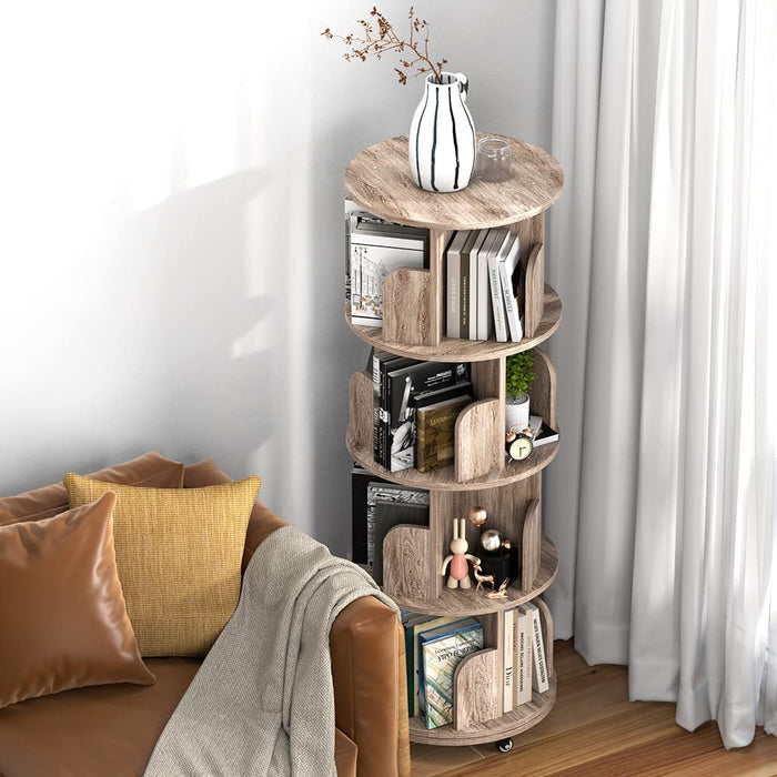 360° Rotating Bookshelf with Brake Wheels