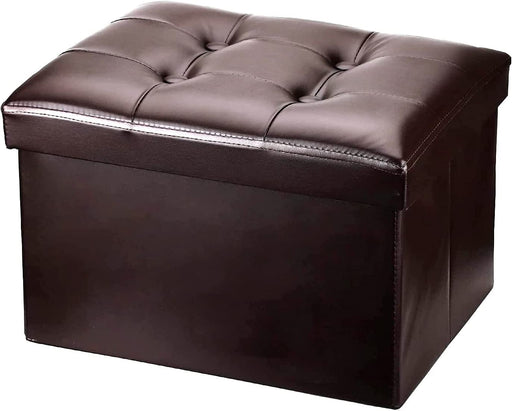 Foldable 17″ Brown Ottoman with Storage