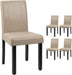 PU Leather Dining Chairs Set of 4, Armless, Solid Wood Legs, Beige