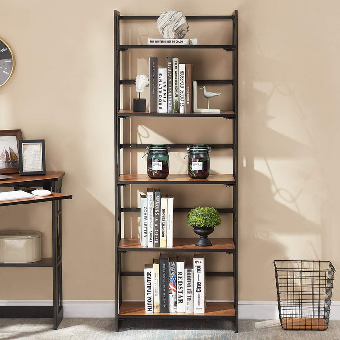 Folding Bookshelf: Metal Organizer for Home Decor