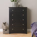 Sonoma 5-Drawer Black Chest for Bedroom