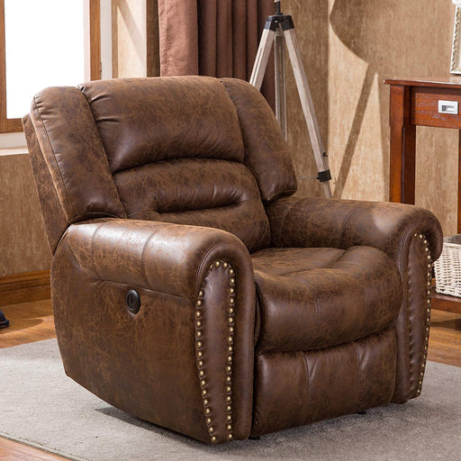 Electric Recliner Chair with Bonded Leather (Nut Brown)