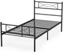 Twin Metal Platform Bed Frame with Headboard, Storage