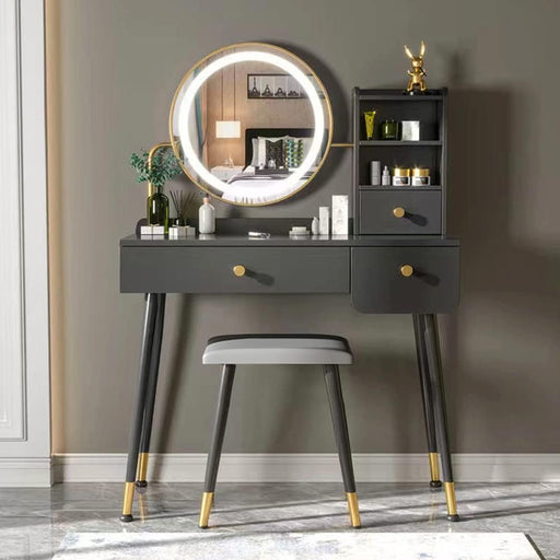 Vanity Table Set with Touch Screen Mirror, 3 Drawers (Iron Grey)