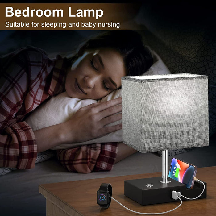 Touch Lamp with USB Charging Ports and 3 Levels Brightness