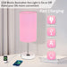 Bedside Table Lamp - Touch Lamp with USB Port and Outlet, 3 Way Dimmable Table Lamps Nightstand Lamp Pink Lamp for Bedroom Living Room Dorm Nursery Office(Bulb Included)
