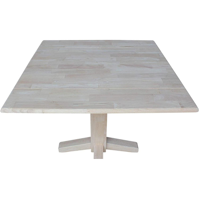Square Dual Drop Leaf Dining Table in Unfinished Wood