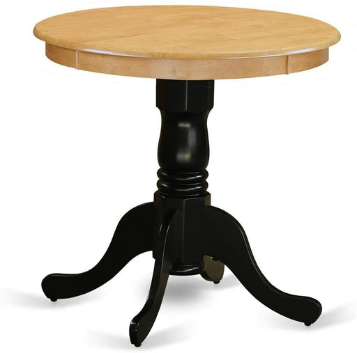 Round Black Dining Table with Oak Top