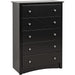 Sonoma 5-Drawer Chest for Bedroom in Black