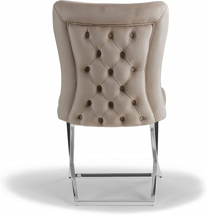 Royal Collection Dining Chair, Set of 6, Beige/Silver
