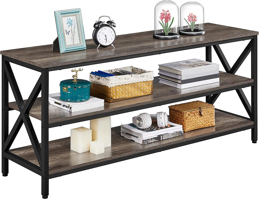 Industrial Taupe TV Stand with Storage Shelves