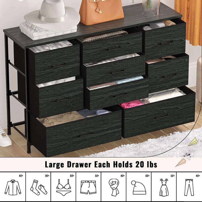 Wide Dresser with 9 Large Drawers