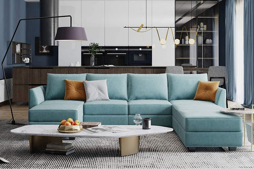 Aqua Blue Modular Sectional Sofa