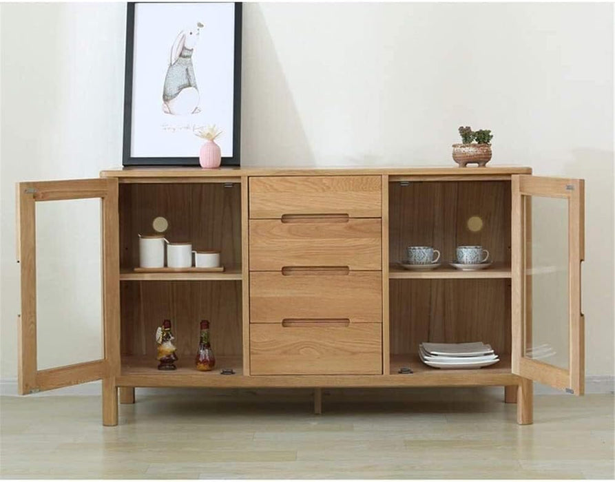 White Oak Entryway Storage Buffet Server Cabinet