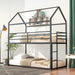 Metal House Twin over Twin Bunk Beds, Built-In Ladder, Black