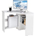 Compact White Corner Desk with Storage Shelves