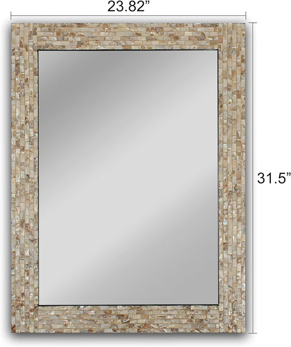 CHLOE'S Reflection Seashell Finish Rectangular Framed Wall Mirror 32" Height