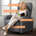 Gray PU Leather Recliner Sofa with Lumbar Support