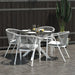 Circi Collection Dining Table with Black and White Glass Top