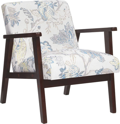 Floral White Mid-Century Modern Leisure Chair