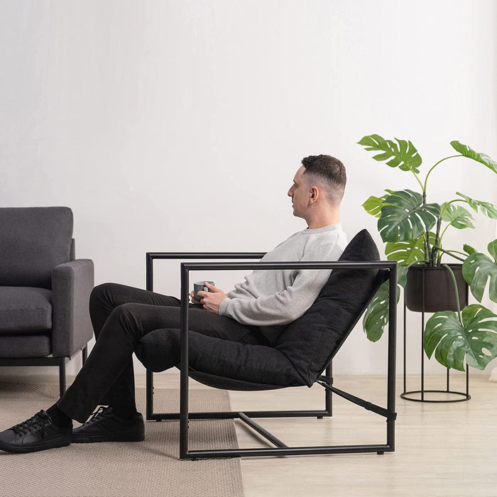 Oatmeal Armchair with Metal Frame and Cushioning