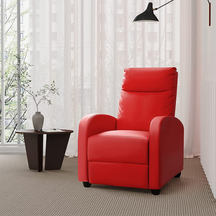 Recliner Chair, Padded Seat, Red, PU Leather