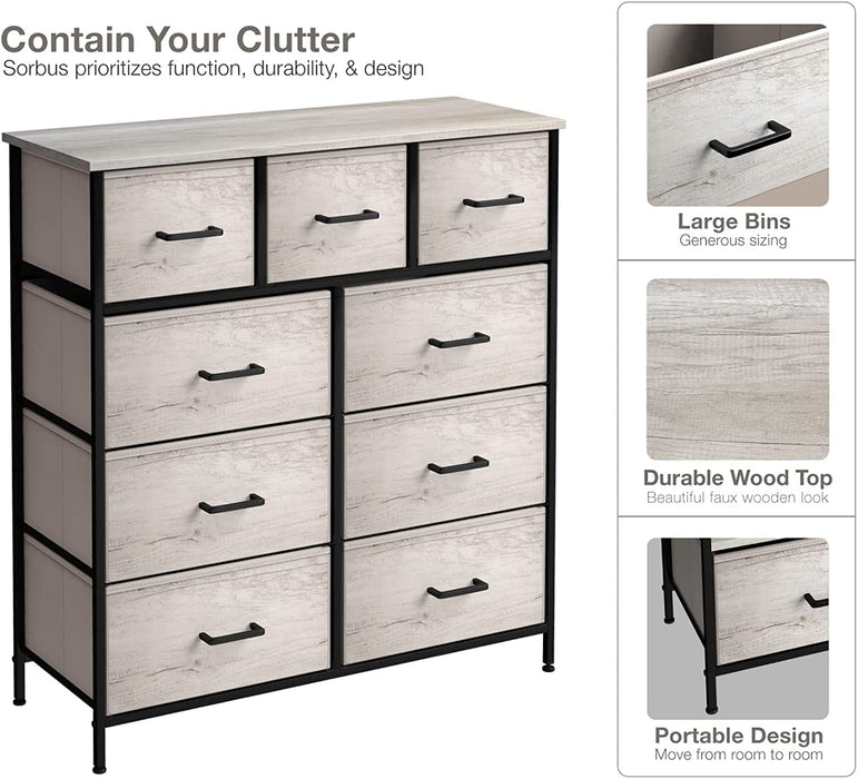 9-Drawer Storage Unit Organizer Chest with Faux Wood Drawers