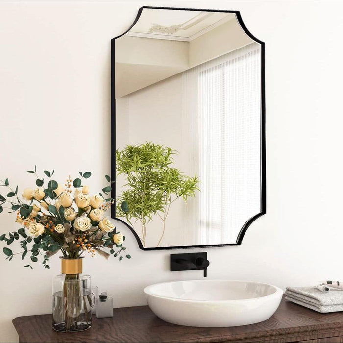 ANDY STAR Irregular Mirror Asymmetrical Mirror for Wall 24x36” Brushed Gold  Bathroom Mirror, Modern Wall Mirror for Living Room Bathroom Vanity Framed