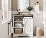 White Rustic Farmhouse Accent Buffet Sideboard with Sliding Barn Door
