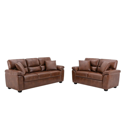Contemporary PU Leather Couch Set for Living Room or Office, Sofa and Loveseat Brown