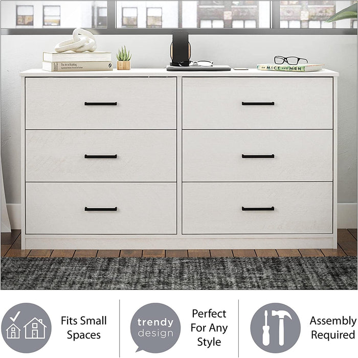 Grey Oak 6-Drawer Edgewater Dresser