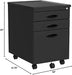 Black 3-Drawer Mobile File Cabinet with Lock