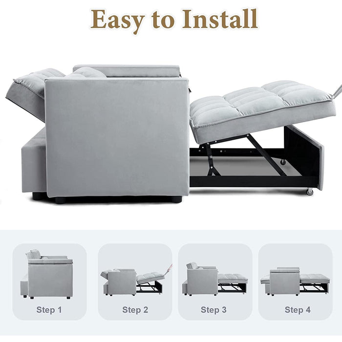 Multi-Functional Velvet Sleeper Sofa with Hidden Table