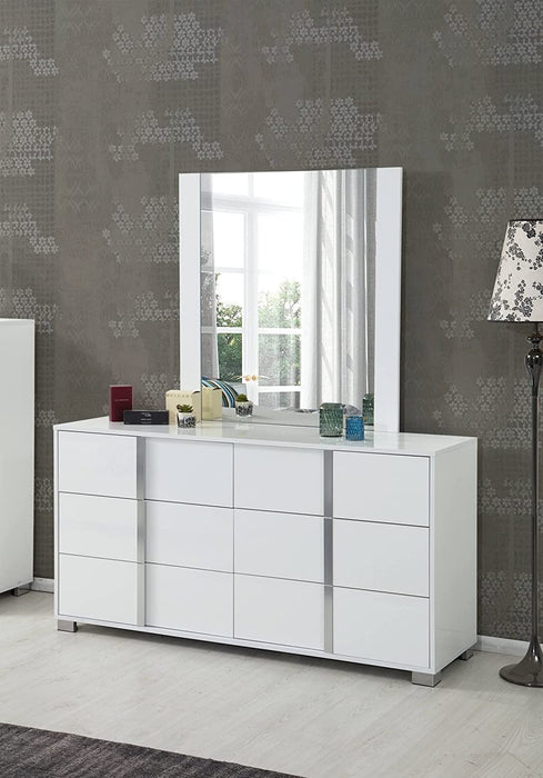 ″N/A″ Roma Glossy Dresser & Mirror, White
