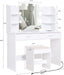 Large Vanity Set with Lighted Mirror, Charging Station (White)