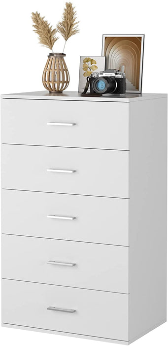 White Metal Handle 5-Drawer Chest